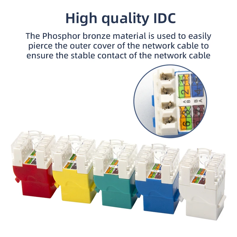 High Quality Network 180 degree Rj45 Cat6a Jack Connector Modular Socket  8P8C Cat5e Cat6 Cat 6a Keystone Jack for telecom parts