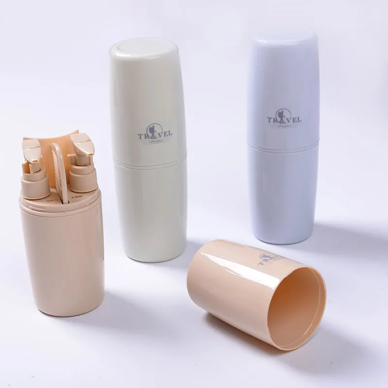 Promotion travel gift item 4 in 1 business gift set with comb sub bottles tooth brushing cup