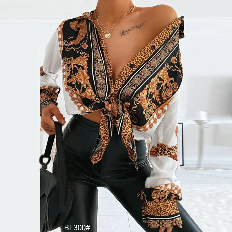 
Leopard Print Casual Shirt long sleeve fashion print ladies blouses 
