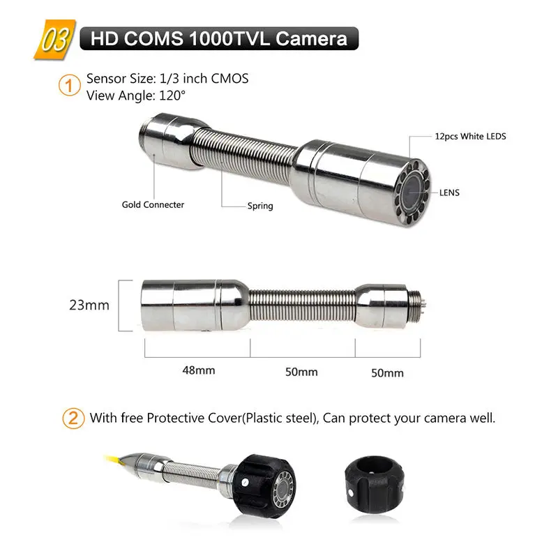 20M 30M 50M 100M borescope inspection camera for pipes