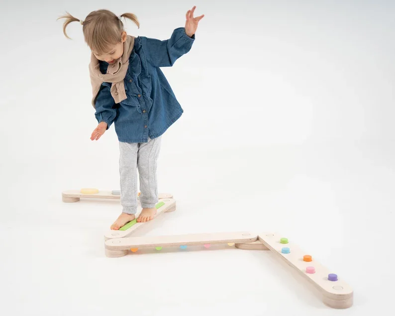 Double-sided balance beam sets balance path wood balance beam for kid