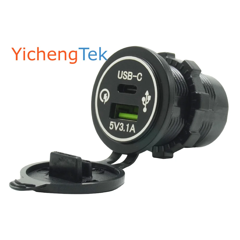 12V 24V Универсальная автомобильная шина Быстрая зарядка 15,5 W Type-C USB A Двойной 2-портовый разъем зарядного устройства