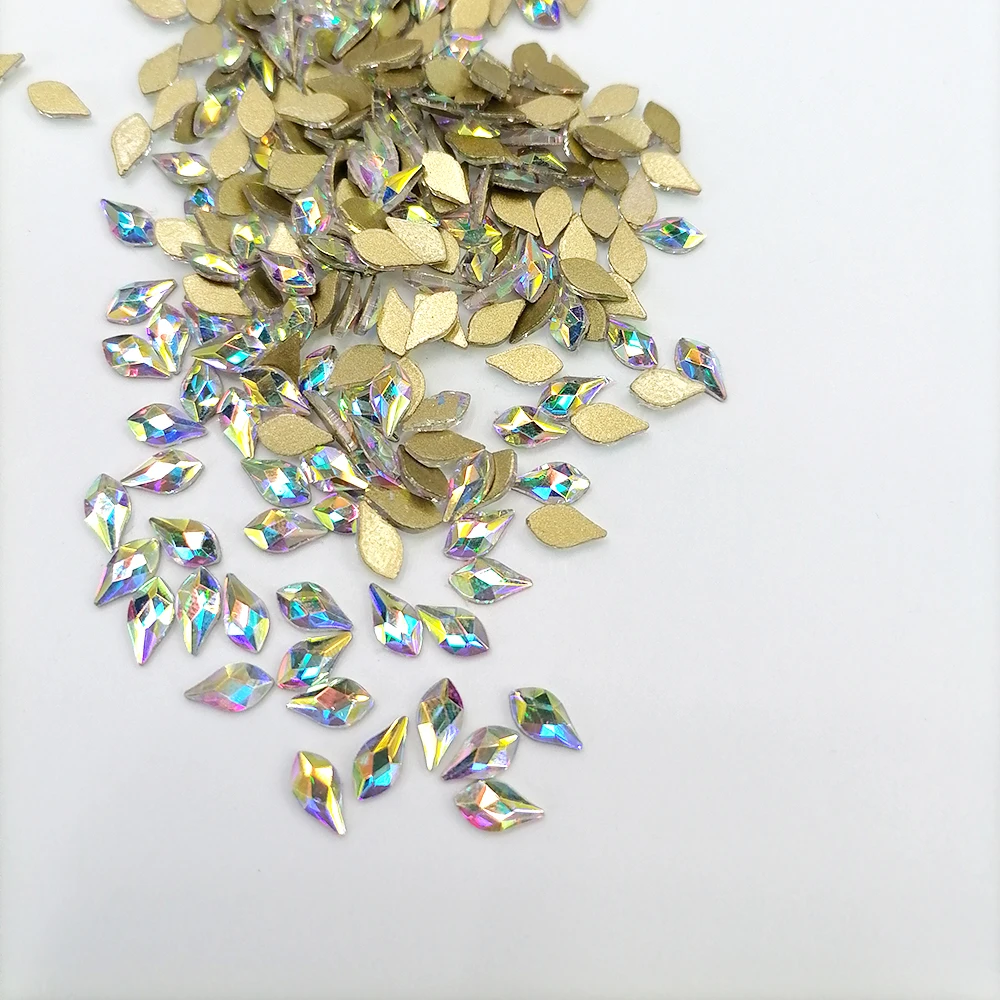 Beautiful glass nail art rhinestone maple leaf shape flatback crystal nail stones