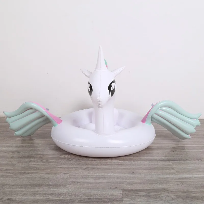 B01 R unicorn swim ring with baby seat  hot selling summer kids pool play wholesale inflatable unicorns water floating