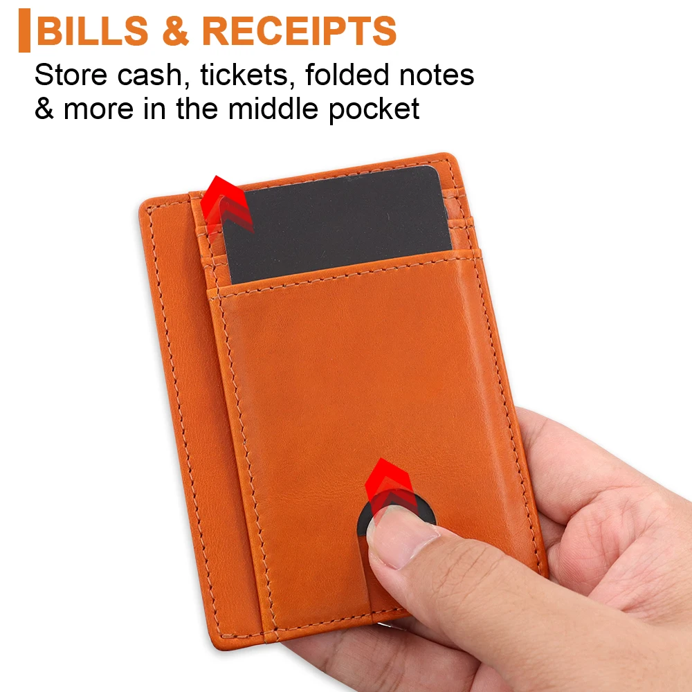 Custom brand Slim Minimalist Front Pocket RFID Blocking Leather Wallets for Men and Women Credit Card Holder