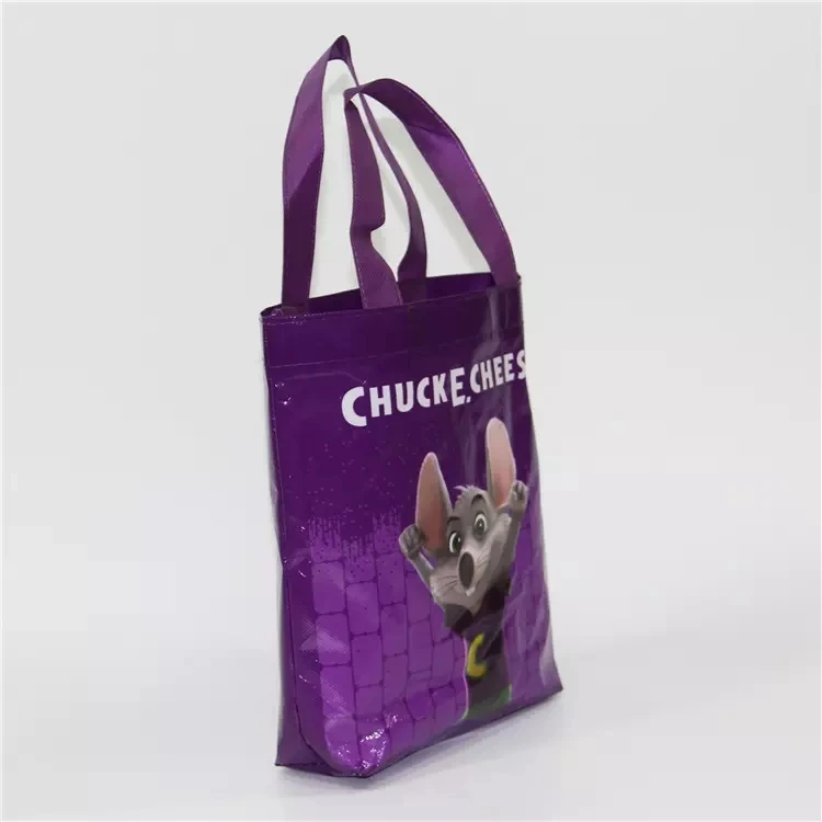 100% перерабатываемая Нетканая Ламинированная Сумка-тоут для покупок фиолетового цвета с логотипом на заказ