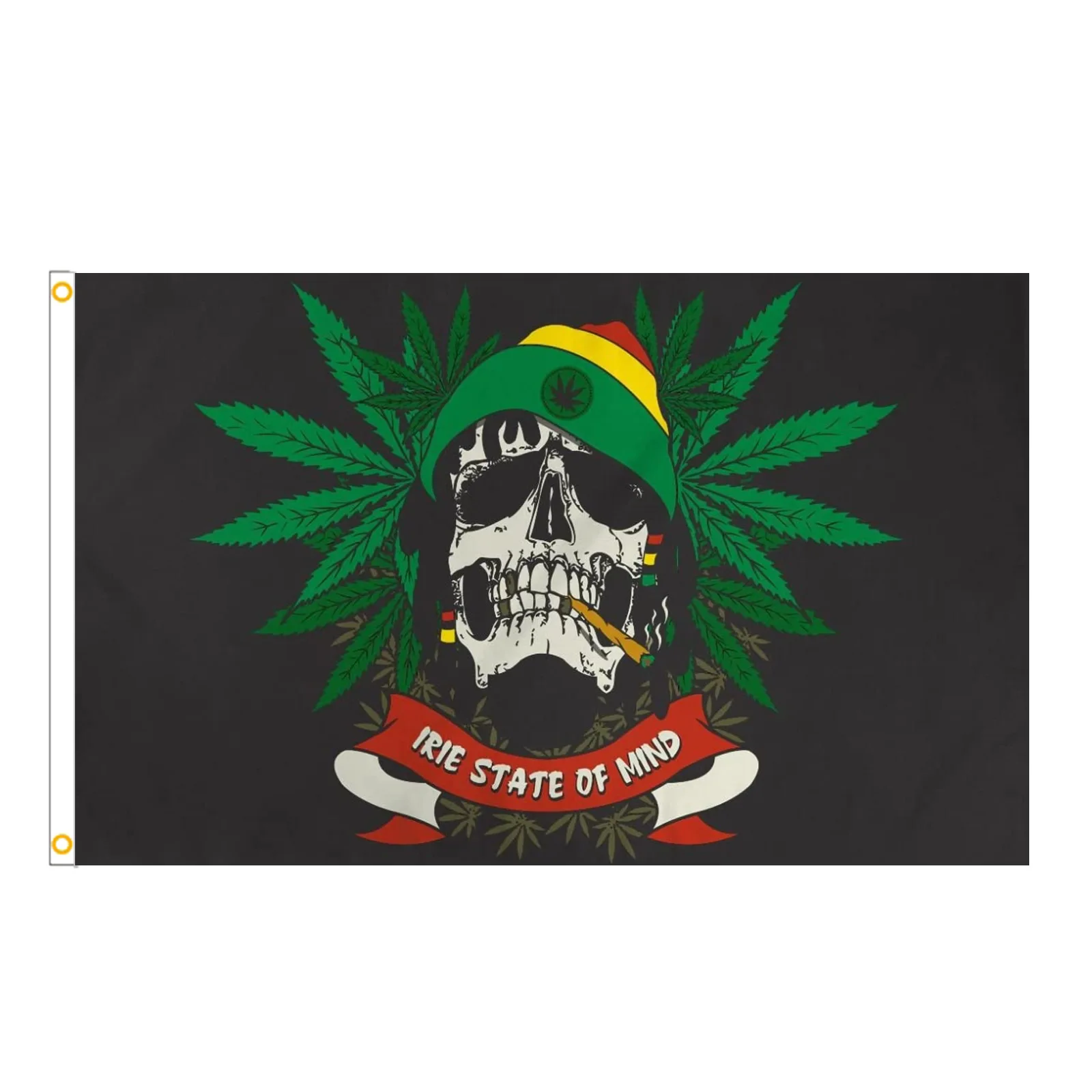 Hot Sell Stock 3x5Ft smoke weed Leaf blunt flag of rasta Banner