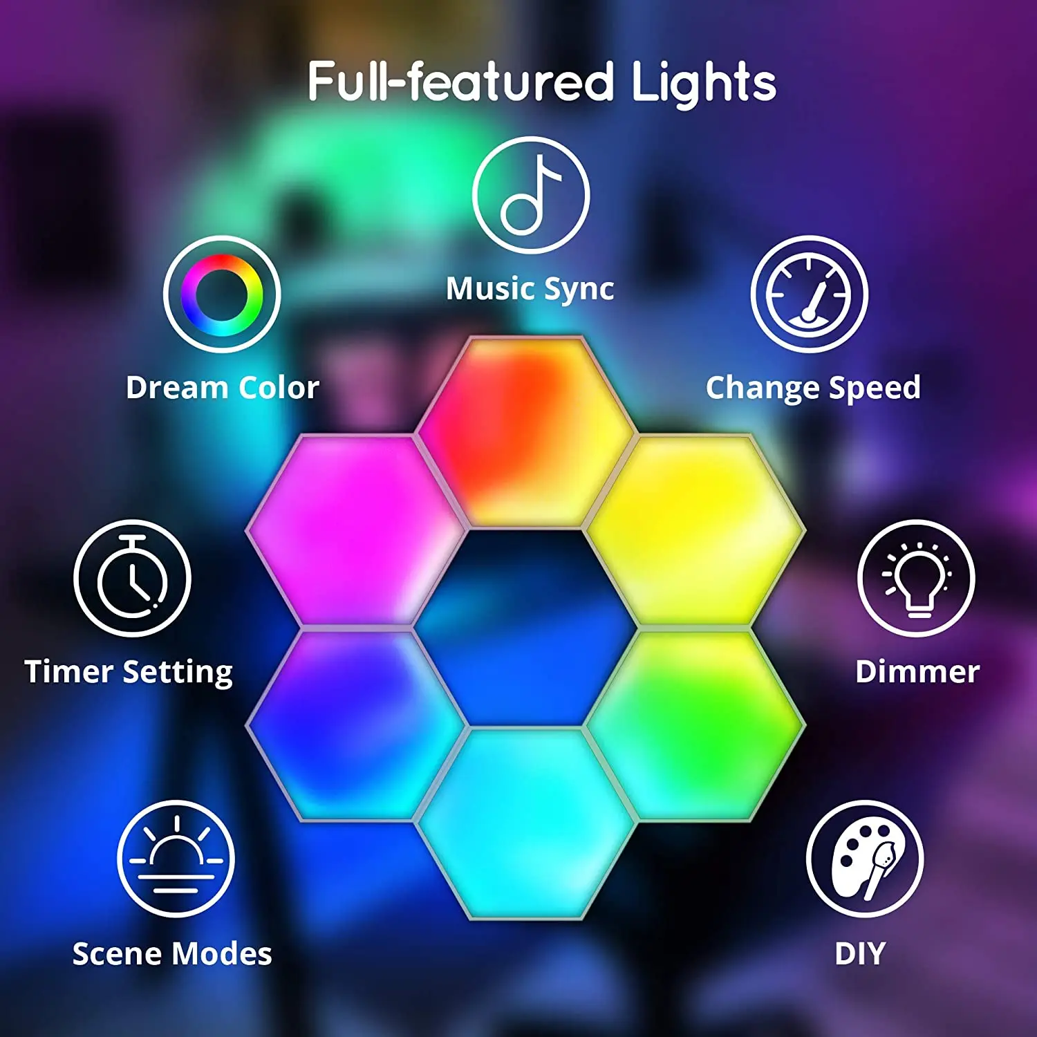 Smart Home Lights aquarium Hexagon LED Light with RF Remote - Music Sync Color Changing Light Panels