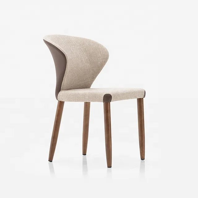 Modern Armrest Leather Solid Wood Frame Upholstered Dining Room Chair