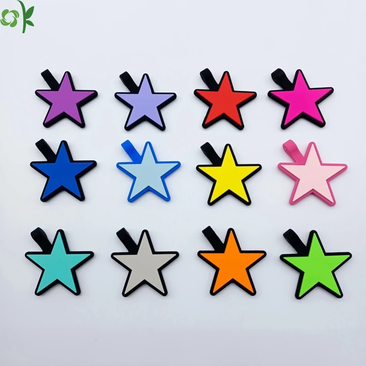 OKSILICONE Multi Color Star Shape Outdoor Hunting Silicone Dog Tag Blank Silicone Name Identify Rubber Pet Tags