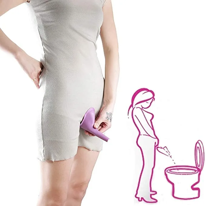 Reusable Female Urinal Portable Women Pee Funnel Urine Cup Funnel For Travelling With Drawstring Bag