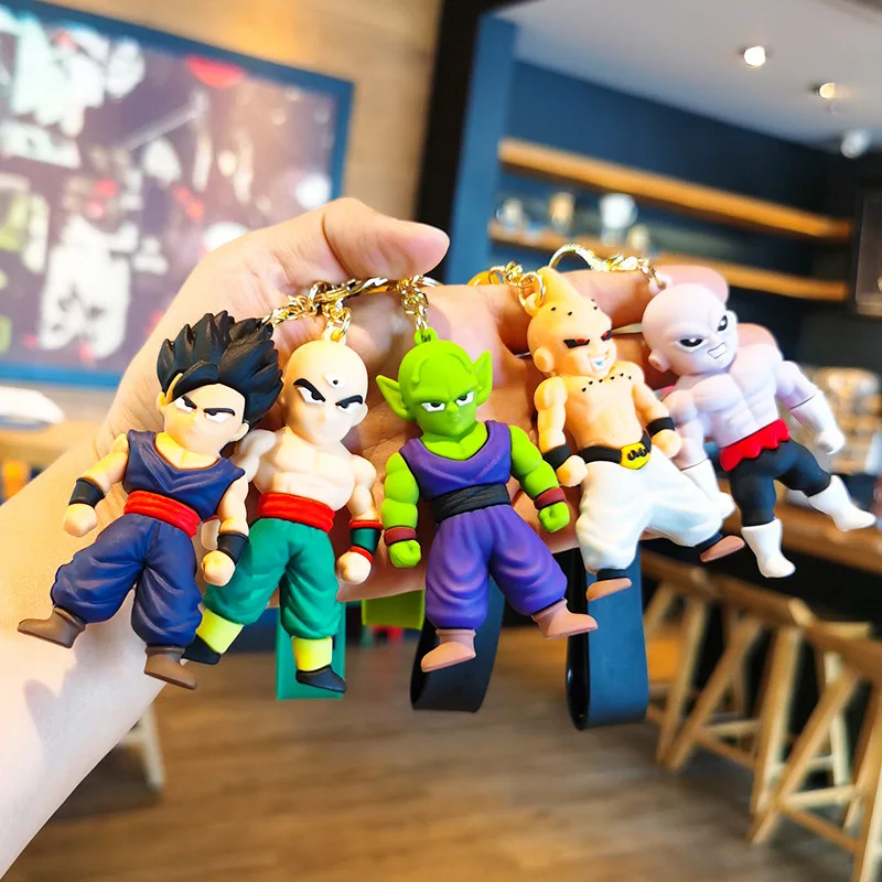 Zealed 52 Styles Cartoon 3D Anime key chains Rings 3d dragon balls Z Super pvc goku vegeta Cell Majin Buu rubber keychain