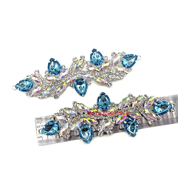 Shoes dress decorative applique gold base AB crystals unique designs sparkling sewing rhinestone appliques For Women Dressing