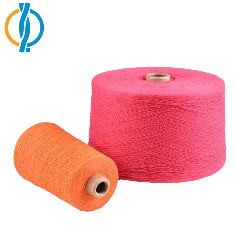 Orange color Recycled cotton blended yarn Ne 6s/1 Ne 8/1 color Gloves yarn
