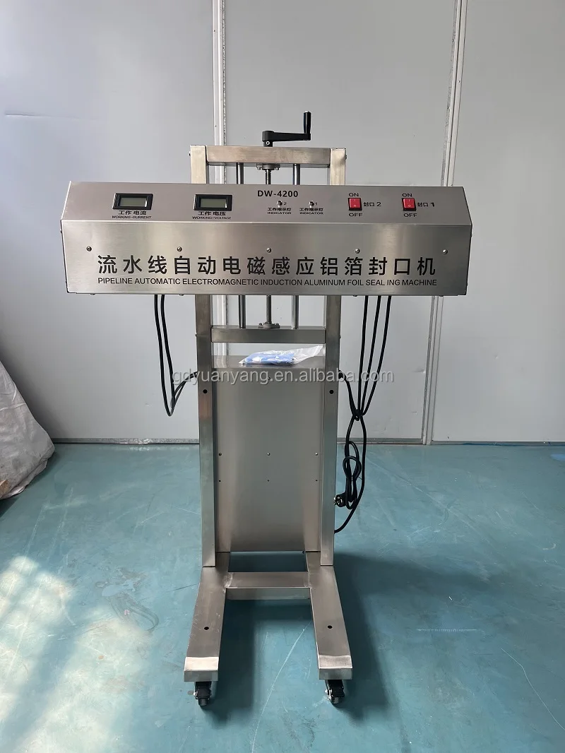 Continuous Automatic Plastic Cap Inner Lining Glass Bottle Aluminum Foil Film Sealer Induction Sealing Machine