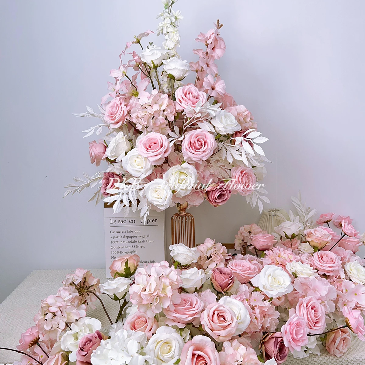 Wedding decoration & supplies direct Sales Pink White Silk Artificial Flower wedding Centerpieces Table Flower Ball