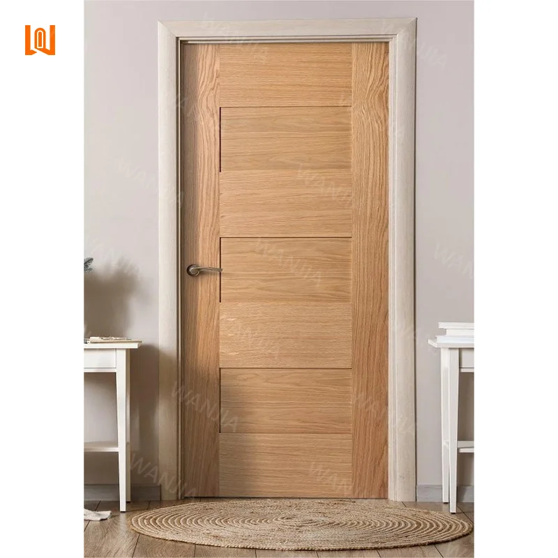 WANJIA Residential Room Wooden Doors Modern Wooden Interior Doors Wooden Flat Doors