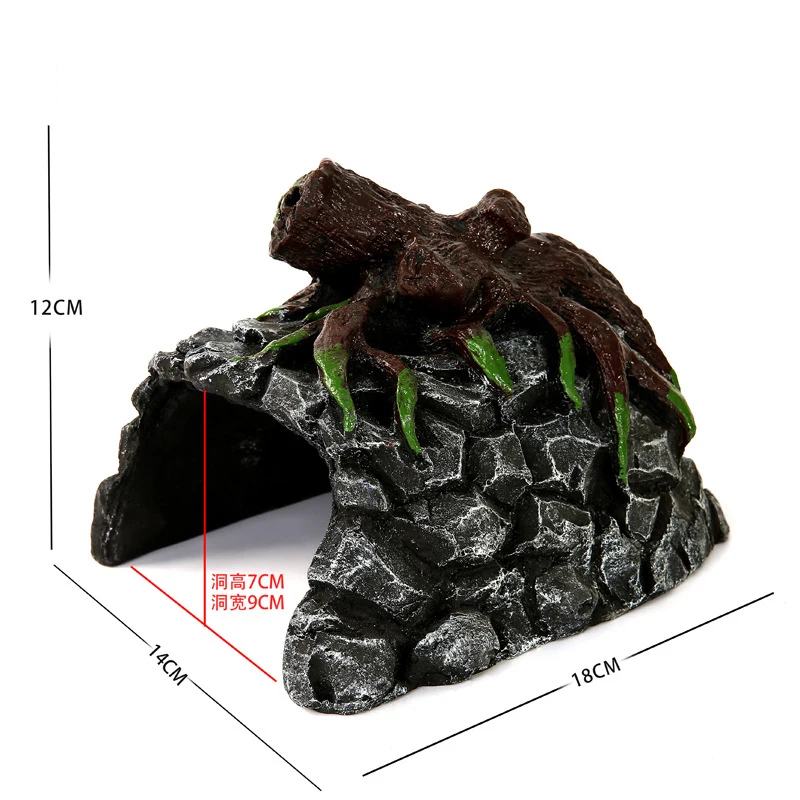 Reptile Turtle Rock Hide Ornament Rockery Hiding Decorative Climbing Terrace Tank Landscape Aquarium & Accessories Decoration