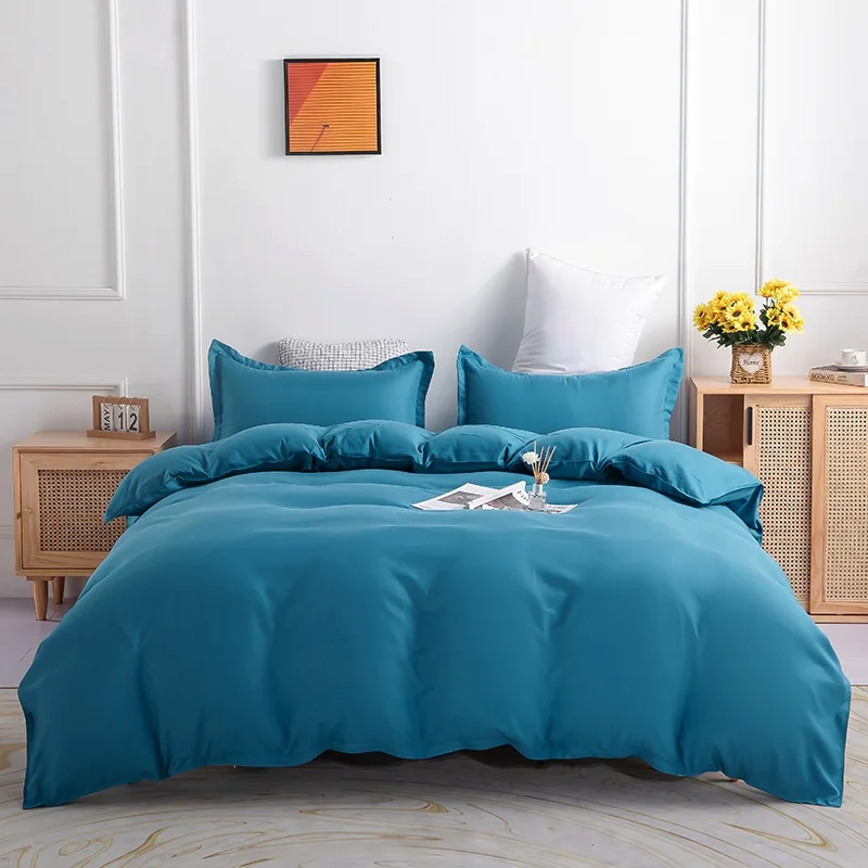 Comfortable bedding set luxury comforter Plain polyester double-sided sanding four-piece bed linen bedding of double bed