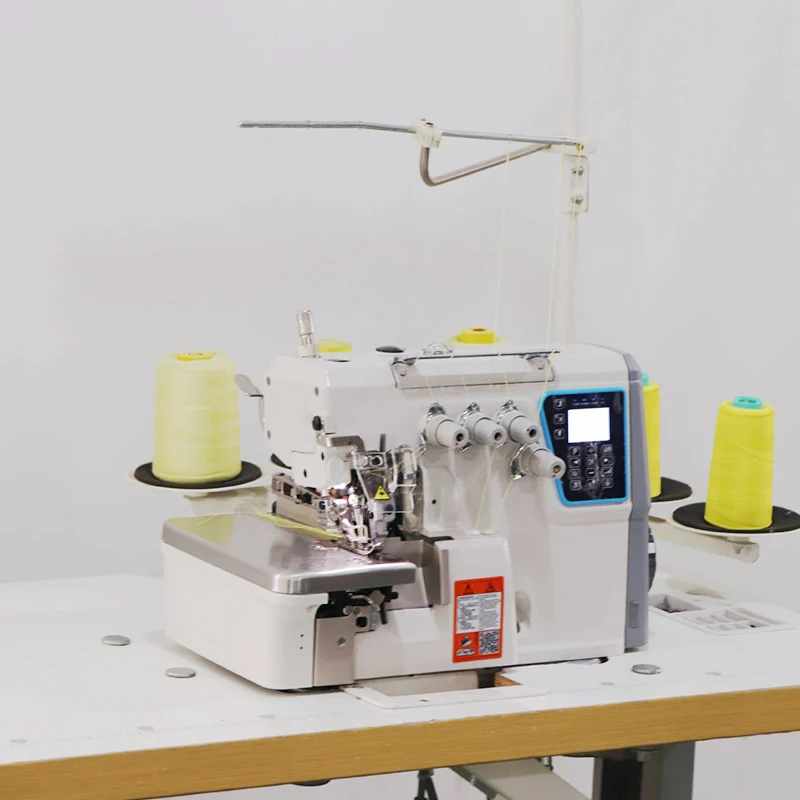 Direct drive 4 thread overlock sewing machine with automatic thread cutter