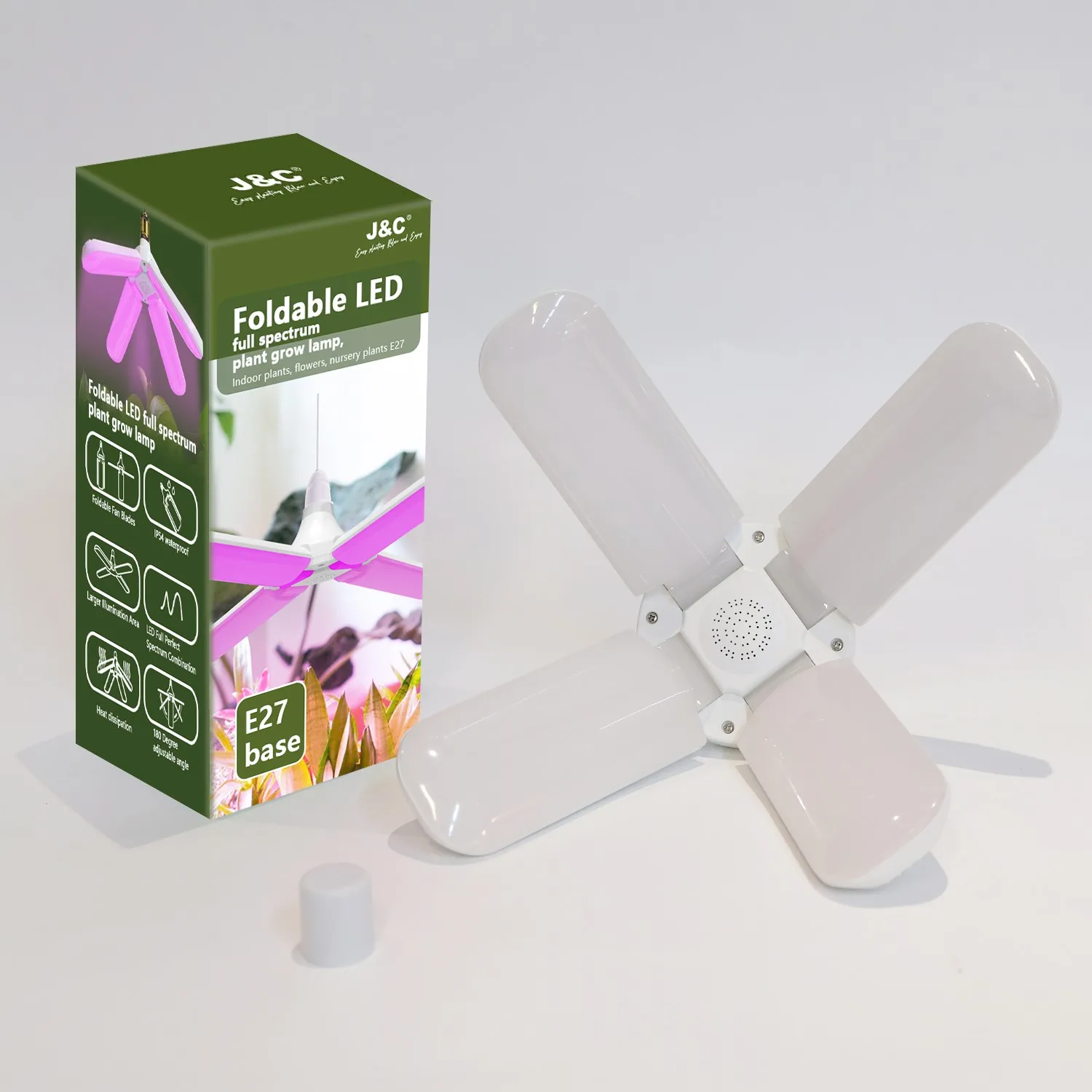 J&C Plant Light Bulb Two Head Grow Light Full Spectrum LED Greenhouse Plant Lights Vegetable Houseplant