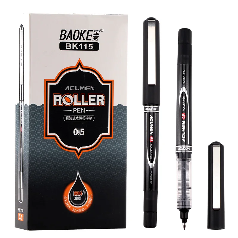 Baoke luxury direct liquid rollerball pen high quality office 0.5mm signature pen stainless steel tip