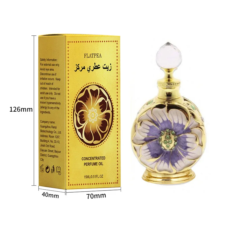 Long Lasting Effect Rose Petal Perfume Dubai Oil Arabic Lasting Refreshing Fragrance 15ml Original Woman Perfume Christmas Gift