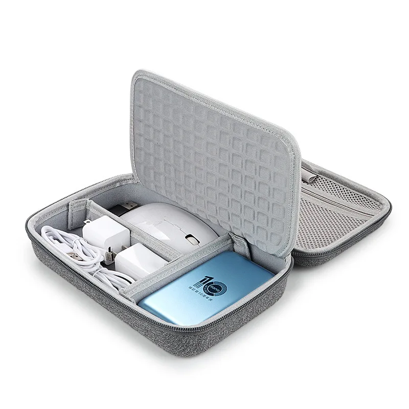 High Quality Hard Shell Eva Travel Accessories Travel Pouch Organizer Bags Data Cable Usb Flash Drive Power Bank Storage Box