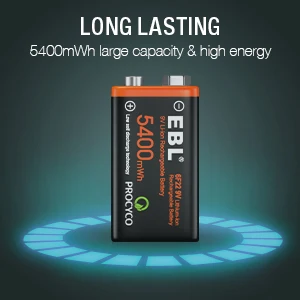 EBL Rechargeable Battery 600Mah Usb 9v Battery Rechargeable Led Light Rechargeable Batteries Usb