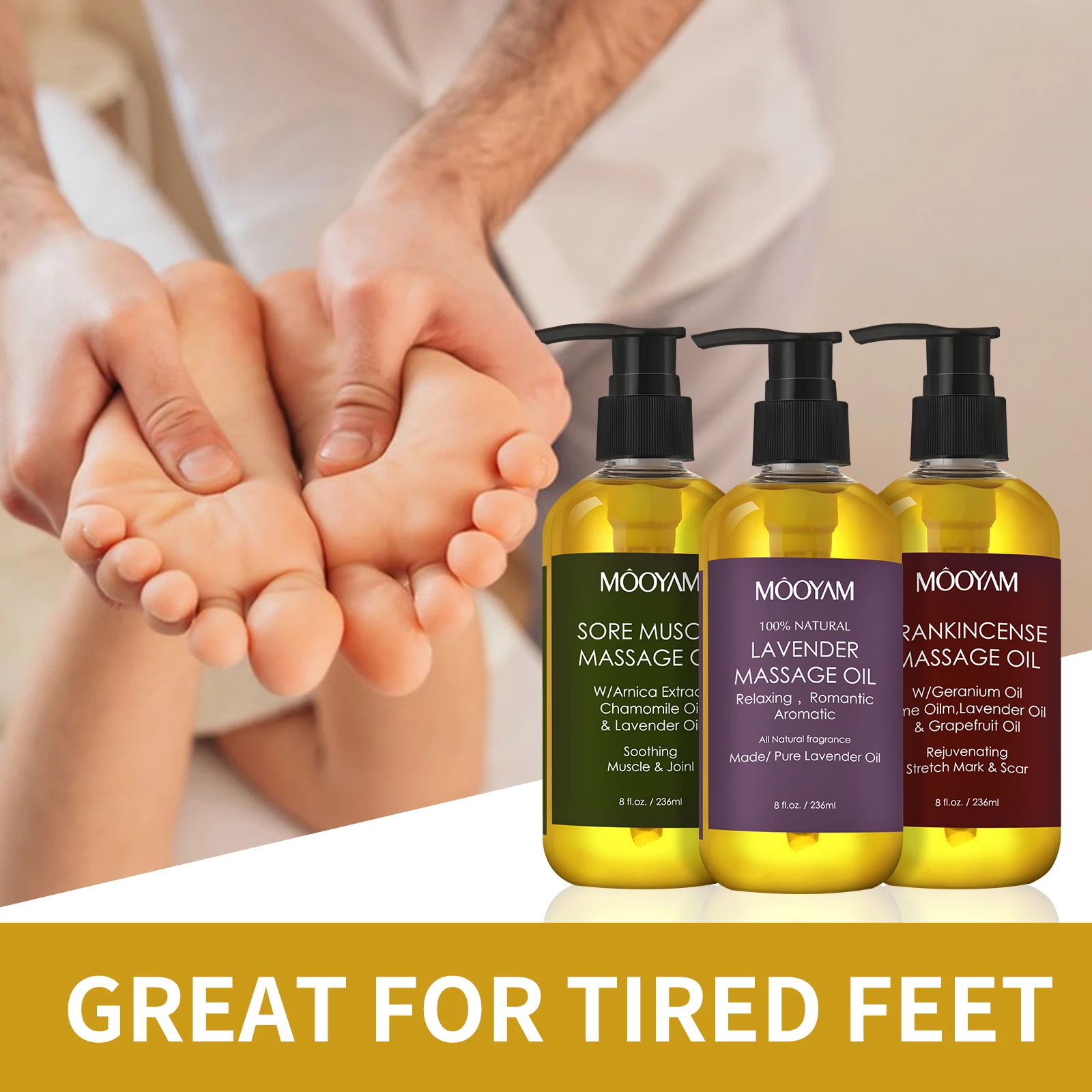 Natural Herbal Massage Oil  Body Massage Hydrating SPA Relax Muscles 236ml MOOYAM Lavender Sore Muscle Frankincense Massage Oil