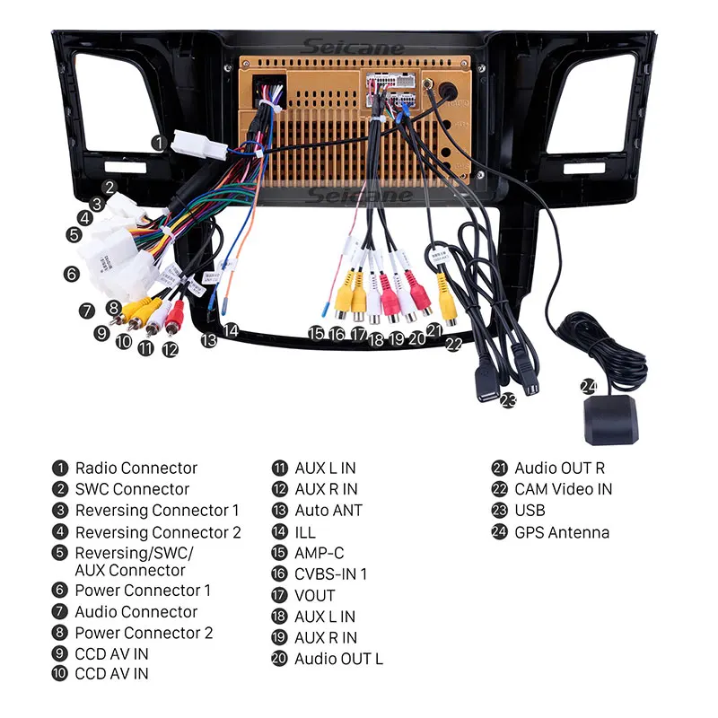 9 Inch Android 11.0 Car GPS Radio Navigation System for 2008-2014 Toyota Fortuner Hilux Head Unit Support Rearview Camera