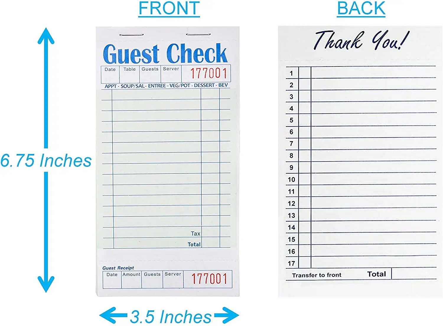 Factory Wholesale Bill Book Server Note Pads Waiter Menu Order Book 2 Parts Order Pads Restaurants