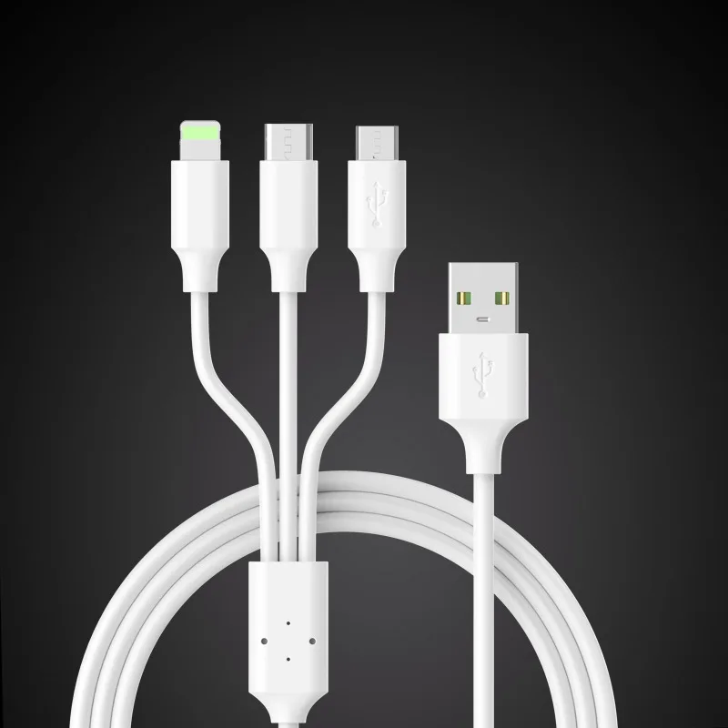 
High Speed Transmission Data Cable PVC 8pin Micro Type C 3 in 1 Charger Multiple USB Cable for Android Type C Lightning 