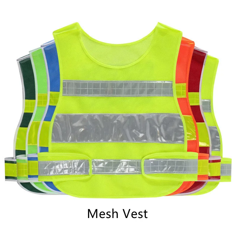 Wholesale High Visibility Knitted Safety Reflective Vest with Pockets and Zipper
