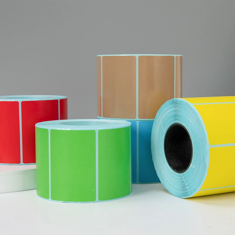 100x100mm 4x4 Size Semi-Gloss Thermal Transfer Shipping Label Paper Colored Adhesive Sticker with Barcode Use Model Number 4x6