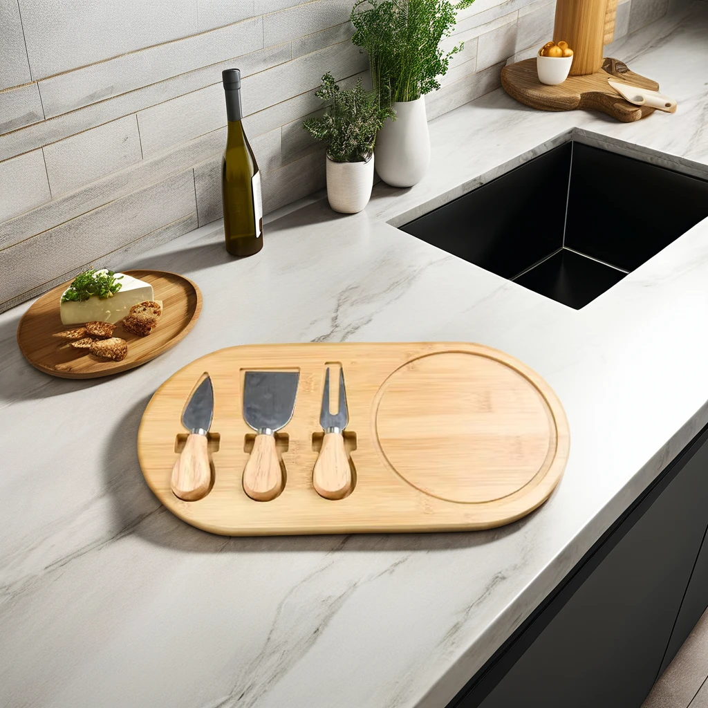 Custom Bamboo Charcuterie Board Set Cheese Serving Board and Chopping Block Wood Product