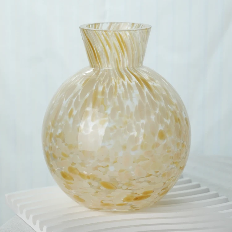 110mm height handmade Lakotto glassware small flower round vase decor glass