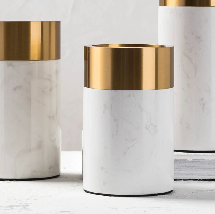 Декоративные цветочные вазы из белого мрамора и металла для домашнего декора для свадебной церемонии