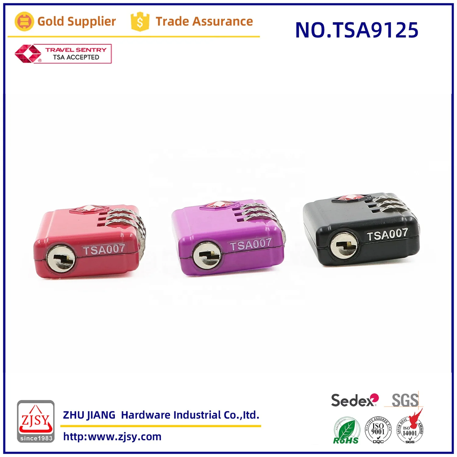 TSA9125 high quality zinc alloy password anti-theft padlock mini travel luggage lock TSA007 customs lock