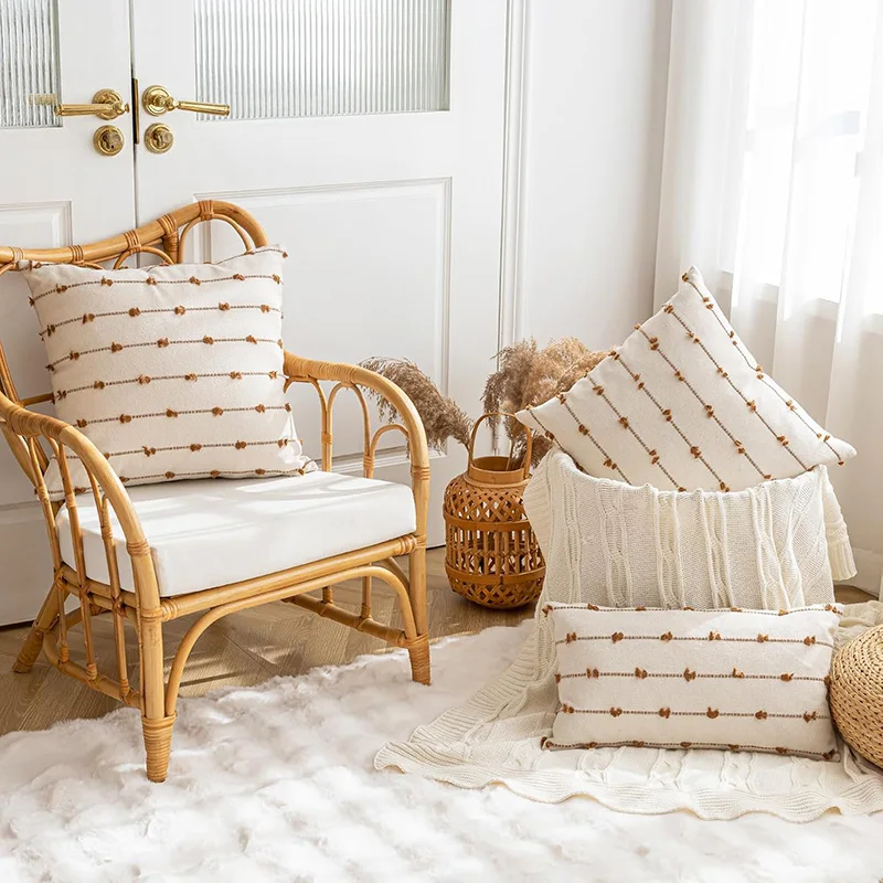 Farmhouse Pillow Covers 18x18, Modern Throw Striped Grey And Gold Pillow Cushion Covers