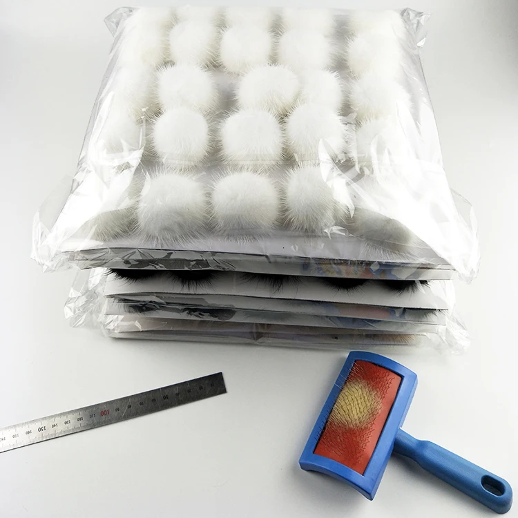 Wholesale factory quality mink fur pom poms spiky hairs mink fur balls 100% real mink fur pompons