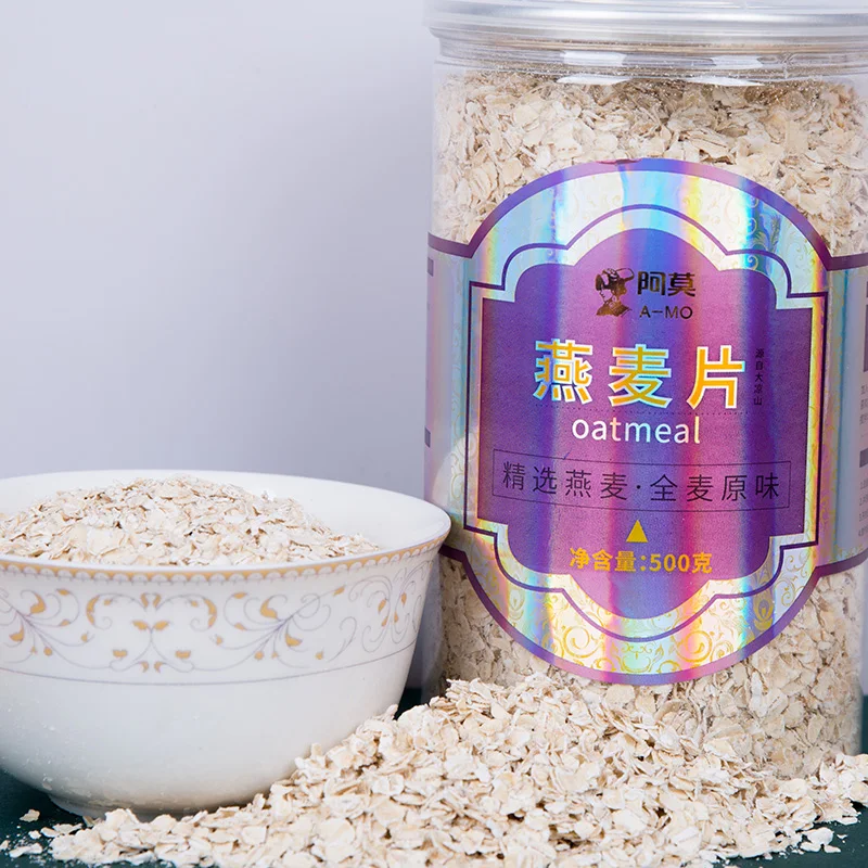Instant organic rolled oats flakes with pure oat fiber