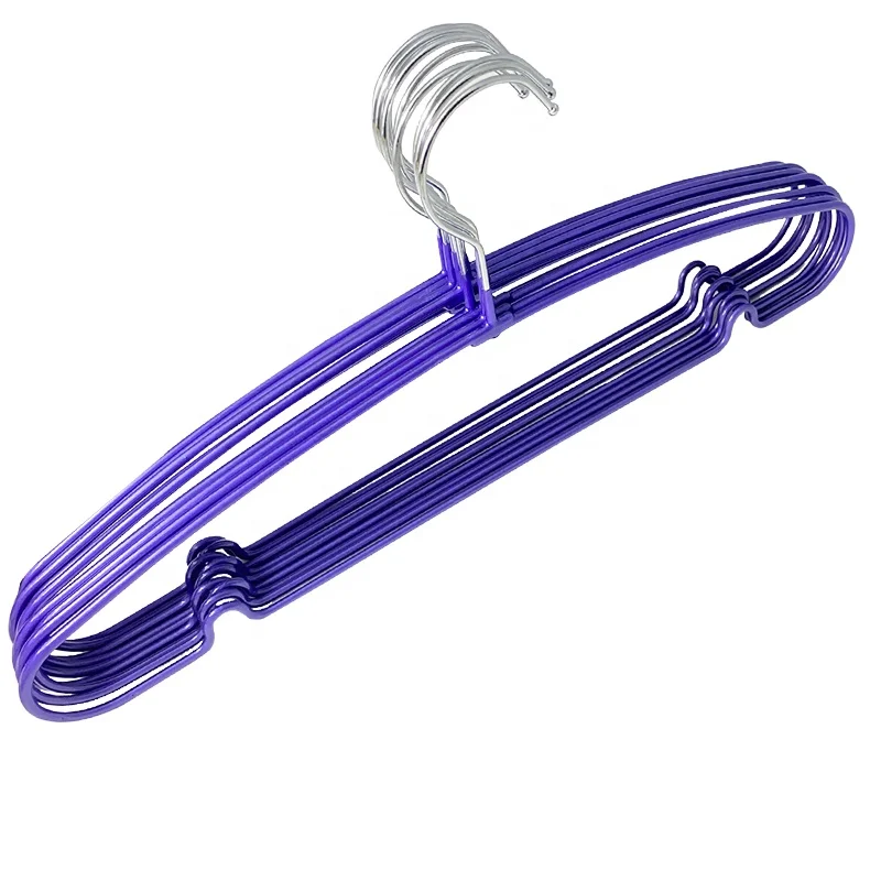 Purple Strong Heavy Duty  Metal Hangers 16 Inch Coat Hangers Ultra Thin Space Saving Clothes Hangers