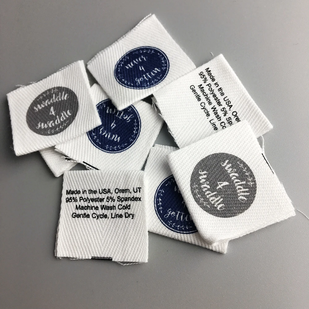 Custom Private Logo Garment Fabric Label 100% Organic Cotton High Density Jacquard Clothes Satin Woven Tag Clothing Woven Labels