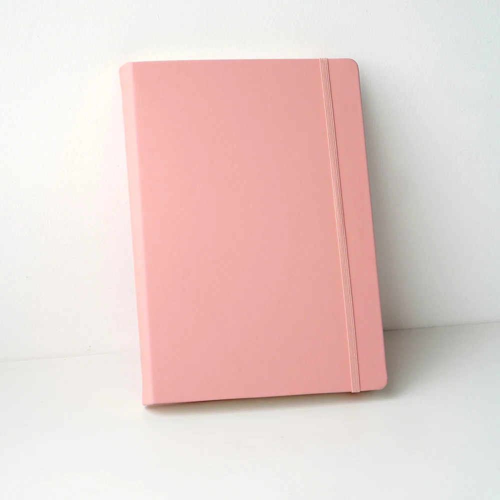 Custom Printing Hardcover Factory Price Pink Pu Leather Elastic Band Sketchbook Diary Watercolor Notebooks