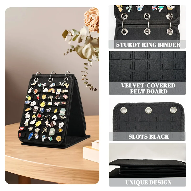 Enamel Pin Display Holder Pins Collection Storage Organizer Case Pin Display Binder Stand with 3 Binders and 5 Pages