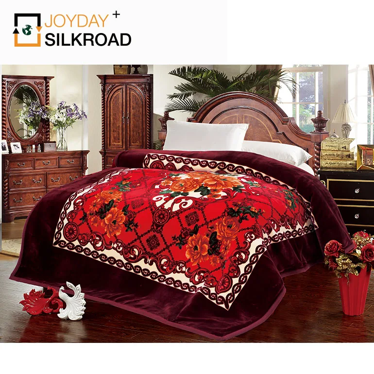 High Quality Classic Design Adults 5kg/6kg/7kg/8kg2 Ply 1 Side Embossed Raschel Blanket For Bedroom