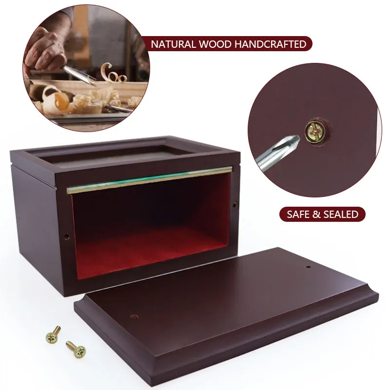 2024 Customized Bamboo Wood Urn Pet Memorial Ashes Storage Box Ceramic Urns for Pets with Photo