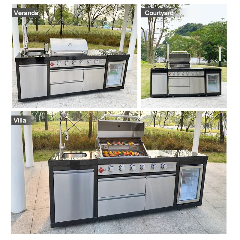 Stainless Steel Outdoor Kitchen Bbq Rotisserie Gas Barbeque Grill