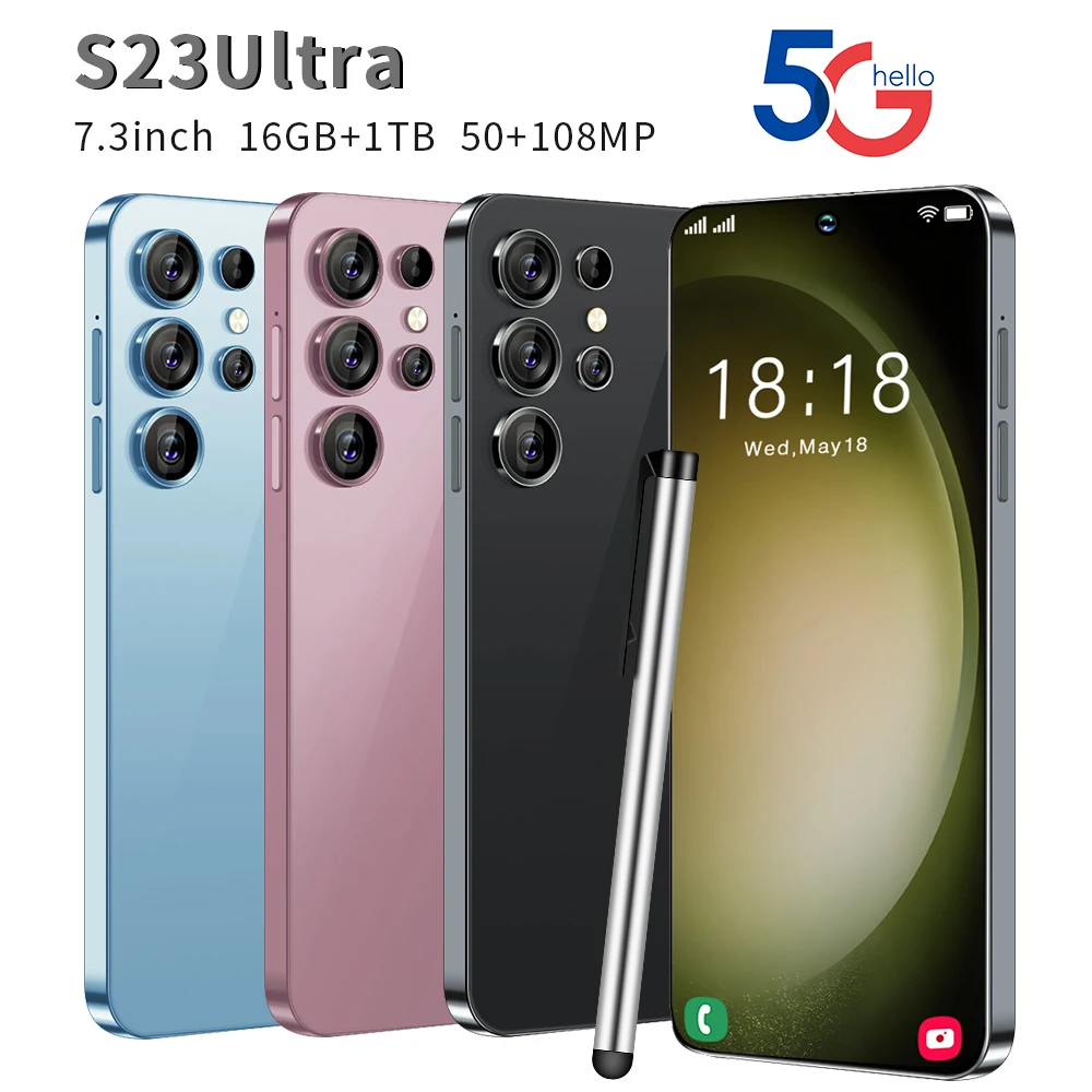 Сотовый телефон 0riginal S24 ультра 16 ГБ + 512 смартфон 7 дюймов разблокированный двойной карты 5G телефоны Android 13 0 мобильные